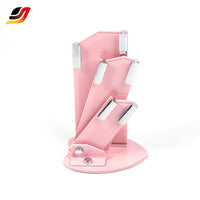 JJ Factory Supply Stainless Steel Chef's Fruit Knife Sharp and Durable 4pcs Kitchen Knife Set with Pink Knife Holder
