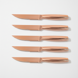 玫瑰金钛涂层牛排刀白底图