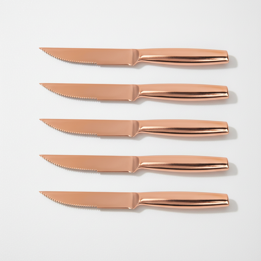 玫瑰金钛涂层牛排刀白底图