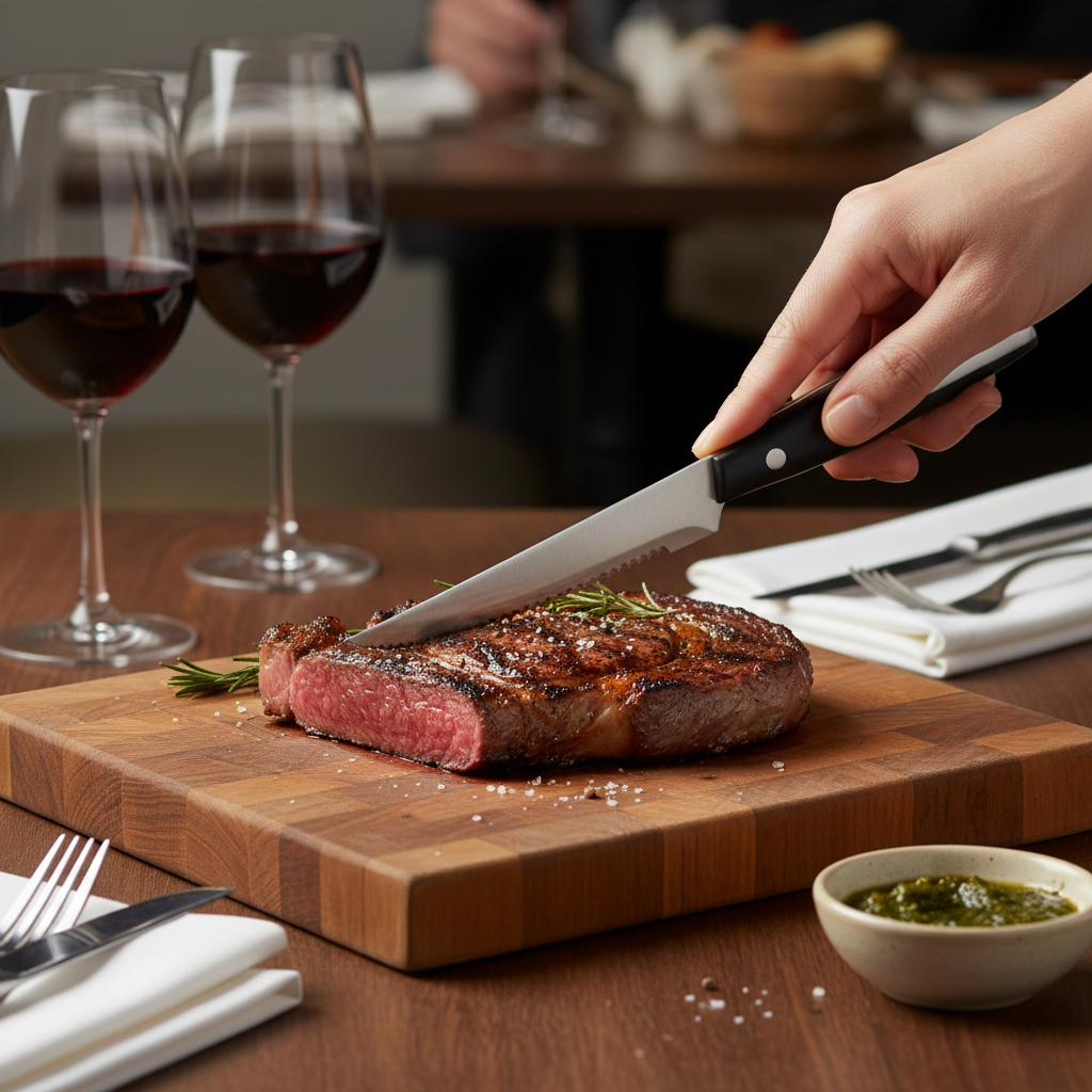 黑白牛排刀使用场景-切牛排