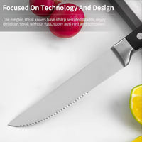 JJ 4.5" 3Cr13 Stainless Steel Serrated Steak Knife Set - ABS & 430 Bolster Handle | 4/6/8PCS