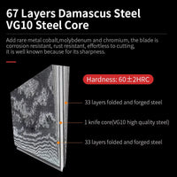 JJ VG-10 Damascus Chef Knife Pakka Wood Handle 8 Inch