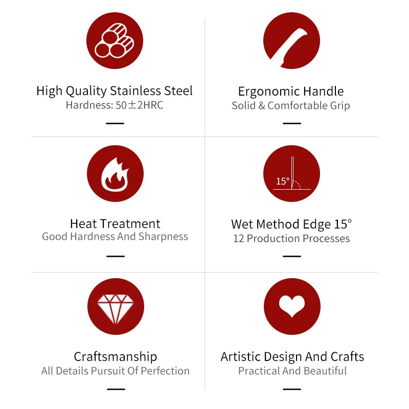 JJ 4.5" 2Cr13 Stainless Steel Steak Knife Set | 6PCS