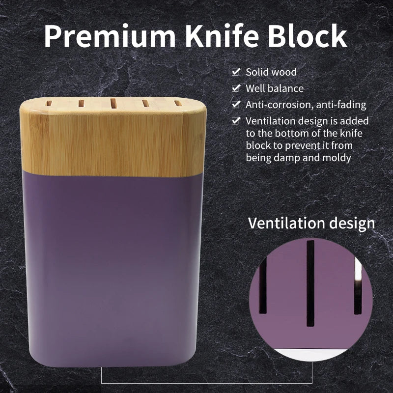 JJ Kitchen Knife Set with Wood Block 6 Piece