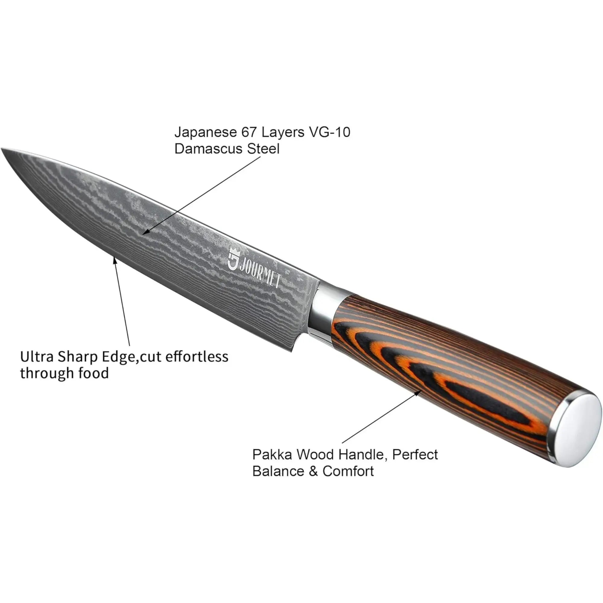 JJ 67 Layers Damascus Slicing Knife Pakka Wood Handle 8"