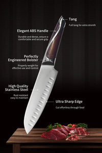 JJ Kitchen Knife Set with Wood Block 6 Piece