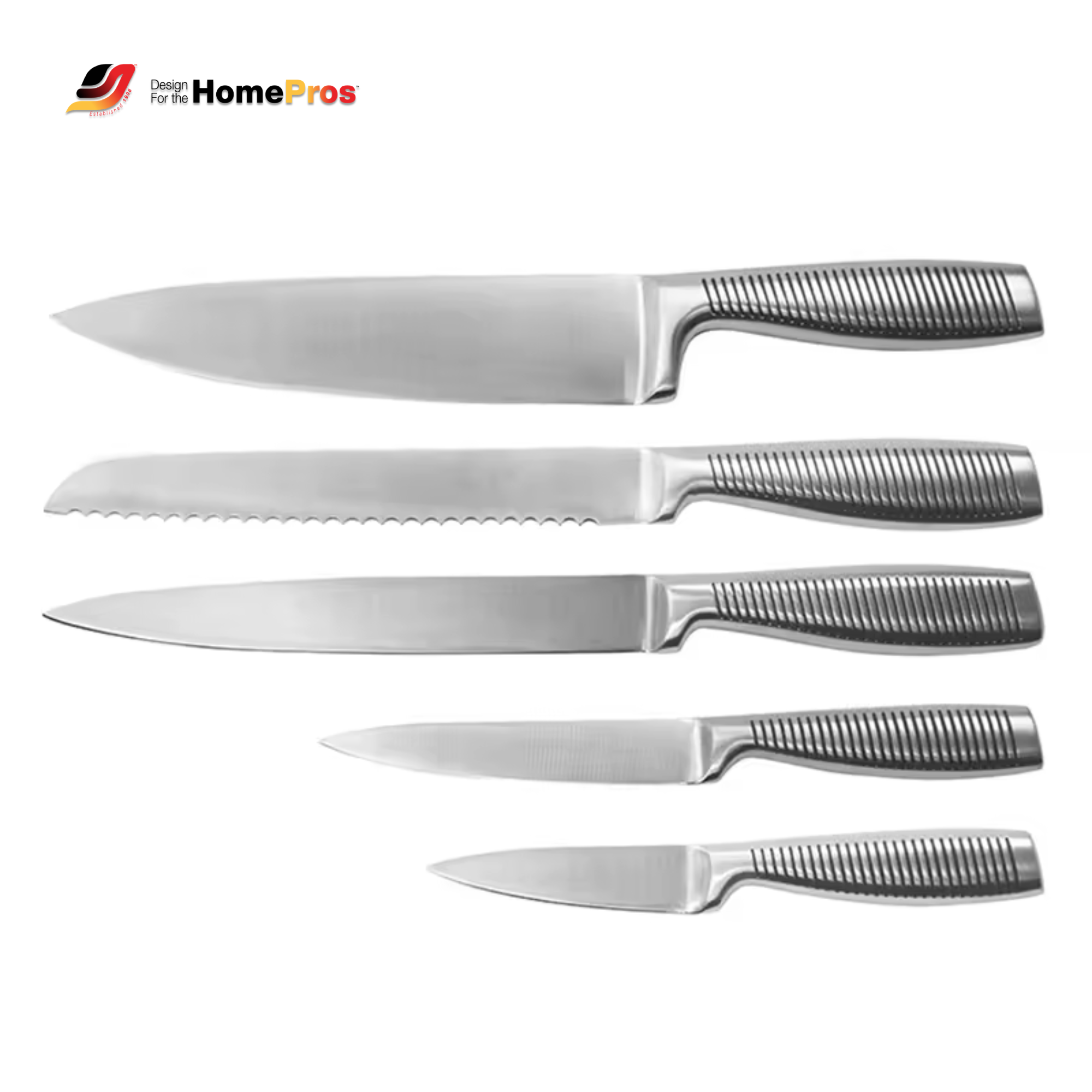 JJ Professional Japanese Chef Knives Stainless Steel 6PCS Kitchen Knife Set with Wooden Block