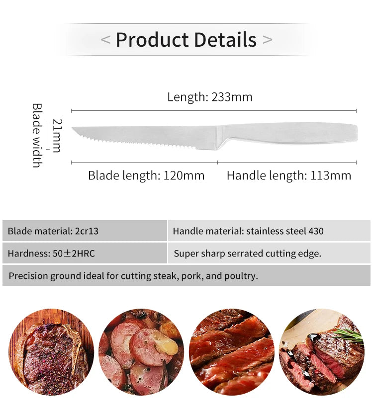 JJ 4.5" 2Cr13 Stainless Steel Steak Knife Set | 6PCS