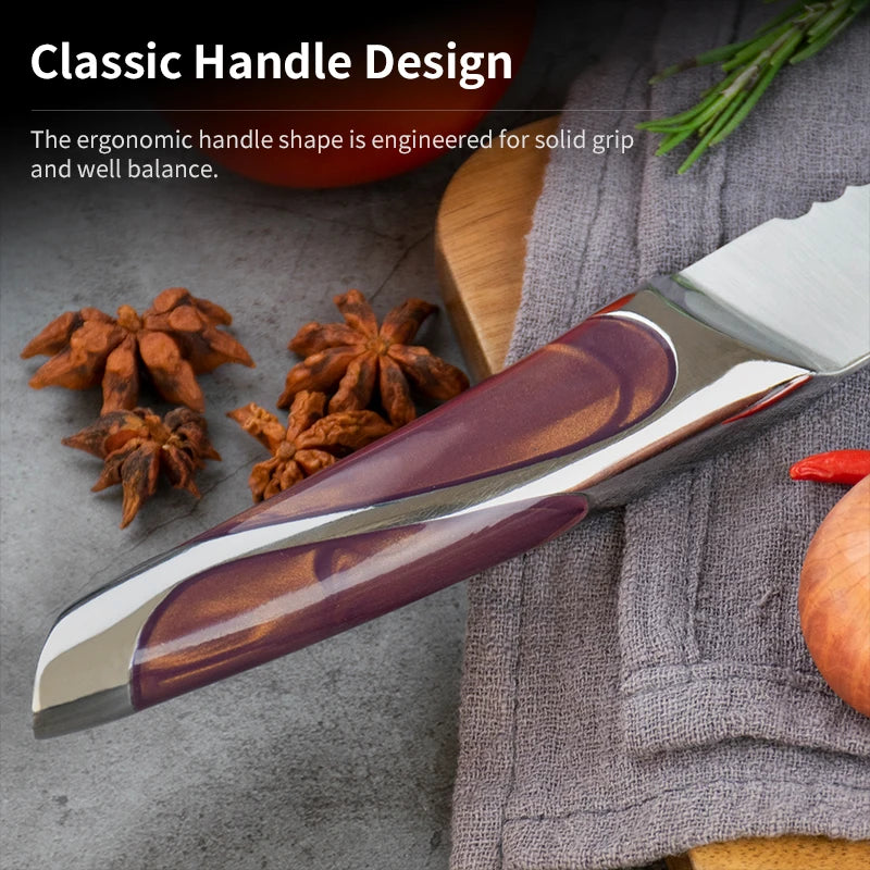 JJ Kitchen Knife Set with Wood Block 6 Piece