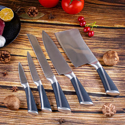 JJ High Quality Stainless Steel Chef Knife Non-stick Knife Eco-friendly 5Pcs Kitchen Knife Set