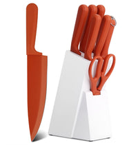 JJ White 8-teiliges Kochmesser-Set, 3cr13 Edelstahl mit PP-Griff, inklusive Wetzstahl und Messerblock aus Holz