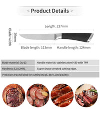 JJ 4.5" Stainless Steel Steak Knife Set - S/S Hollow Handle with TPR Spray | 4PCS