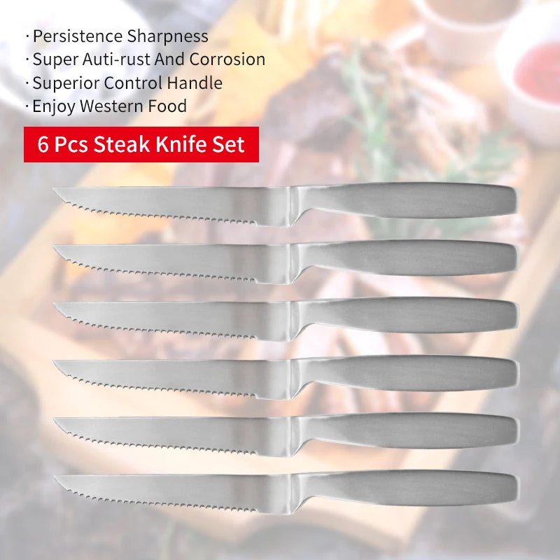 JJ 4.5" 2Cr13 Stainless Steel Steak Knife Set | 6PCS