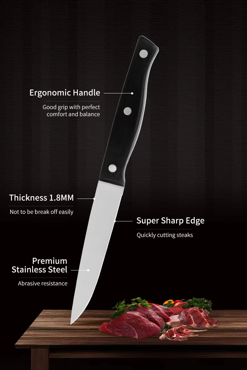 JJ 4.5" Stainless Steel Serrated Steak Knife Set | 4PCS