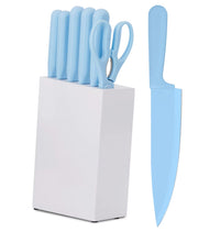 JJ White 8-teiliges Kochmesser-Set, 3cr13 Edelstahl mit PP-Griff, inklusive Wetzstahl und Messerblock aus Holz
