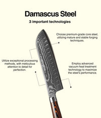 JJ Damascus Kitchen Knife Set 67 Layers VG-10 Pakka Wood 7 Piece