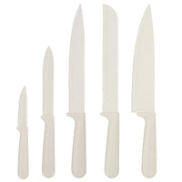 JJ White 8-teiliges Kochmesser-Set, 3cr13 Edelstahl mit PP-Griff, inklusive Wetzstahl und Messerblock aus Holz