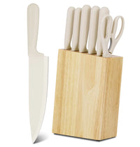 JJ White 8-teiliges Kochmesser-Set, 3cr13 Edelstahl mit PP-Griff, inklusive Wetzstahl und Messerblock aus Holz