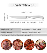 JJ  4.5" 3Cr13 Stainless Steel Steak Knife Set | 4PCS