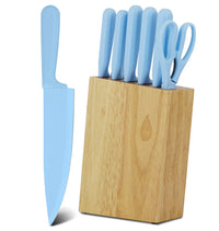 JJ White 8-teiliges Kochmesser-Set, 3cr13 Edelstahl mit PP-Griff, inklusive Wetzstahl und Messerblock aus Holz