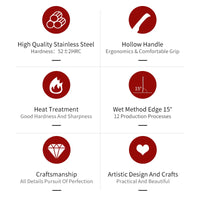 JJ 4.5" 3Cr13 Stainless Steel Steak Knife Set - PP Handle | 4PCS