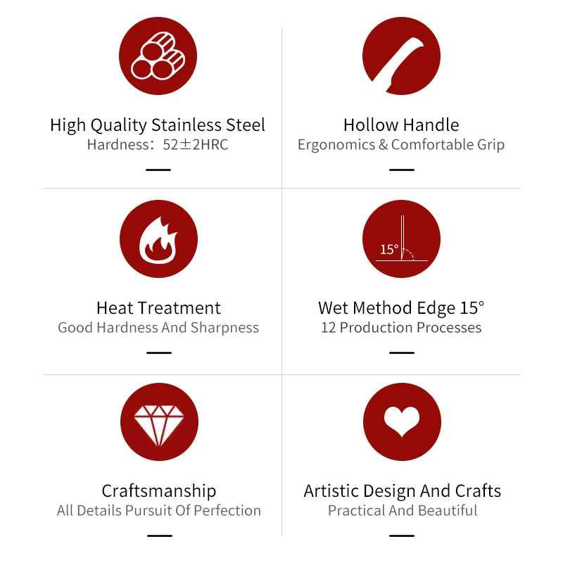 JJ 4.5" 3Cr13 Stainless Steel Steak Knife Set - PP Handle | 4PCS