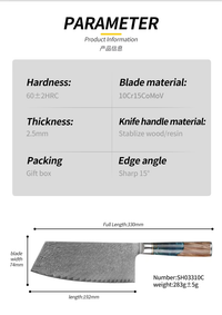 JJ VG-10 Damascus Kitchen Knife Set 67 Layers Blue Resin Handle